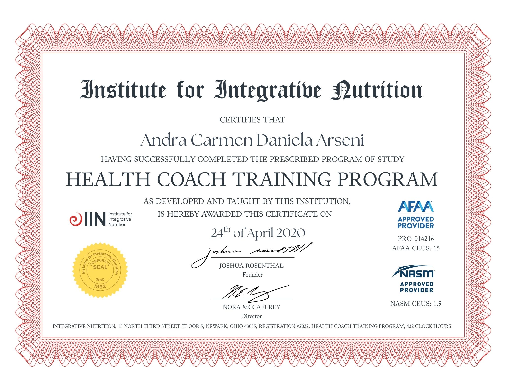 diploma recall healing integrative 22
